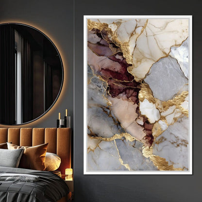 Gilded Marble Rift Elegy Canvas Wall Art
