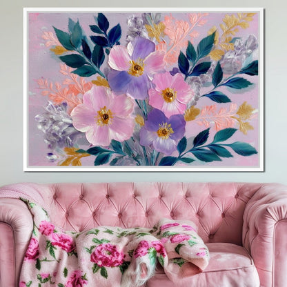 Pastel Peony Garden Glow Canvas Wall Art