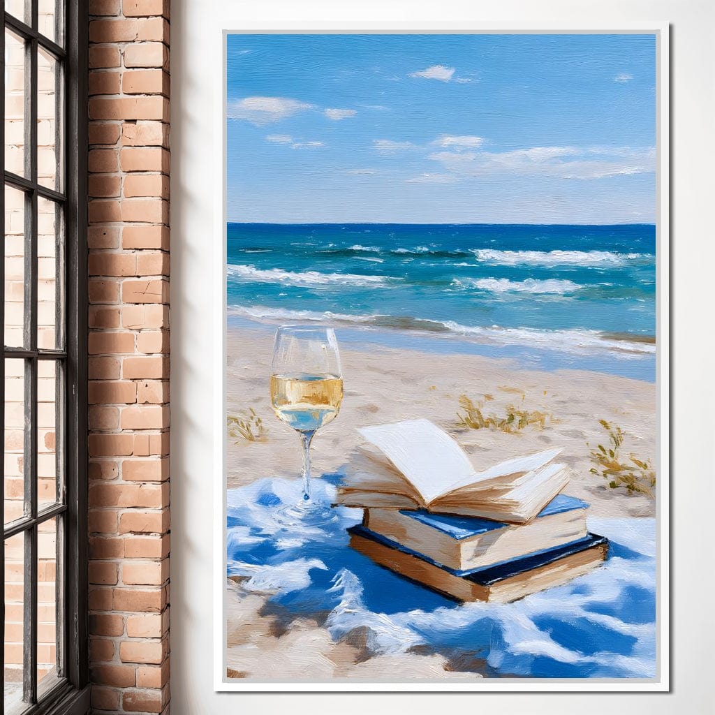 Seaside Pages and Golden Sip Canvas Wall Art