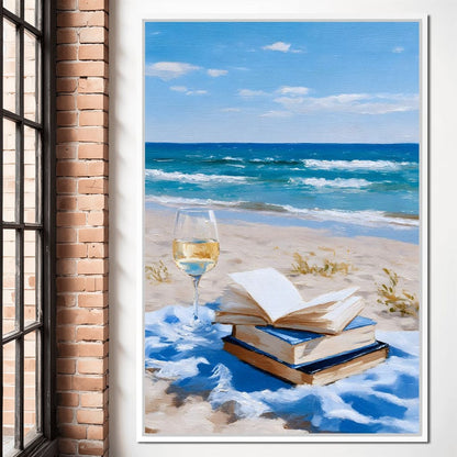 Seaside Pages and Golden Sip Canvas Wall Art