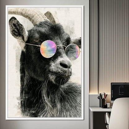 Stray Goat With A Painted Perspective Canvas Wall Art