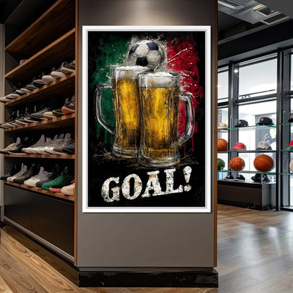 Italian Football Beer Goal Canvas Wall Art