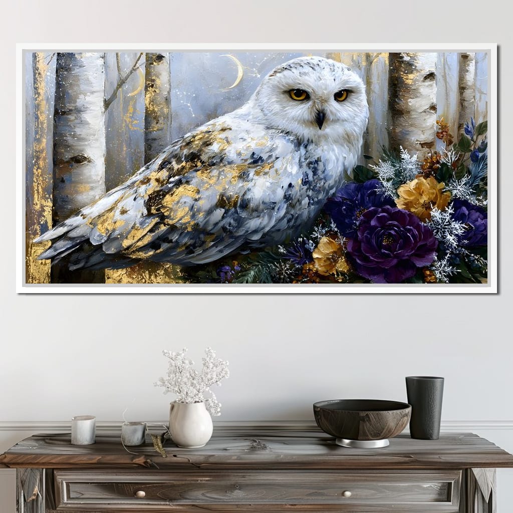 Silent Watcher Among Golden Birch Canvas Wall Art