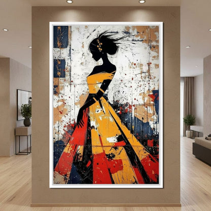 Women in Yellow Dress Canvas Wall Art
