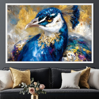 Regal Peacock Gold Radiance Canvas Wall Art