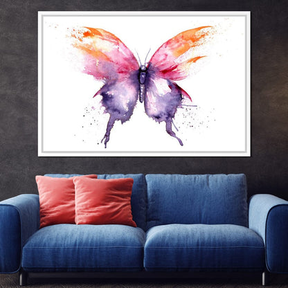 Watercolor Tricolor Butterfly Canvas Wall Art