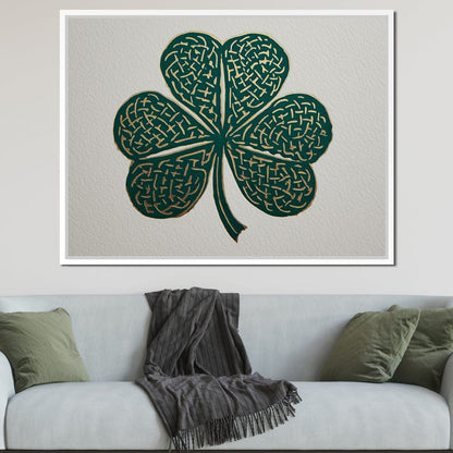 Clover Gold Leaf Charm Canvas Wall Art