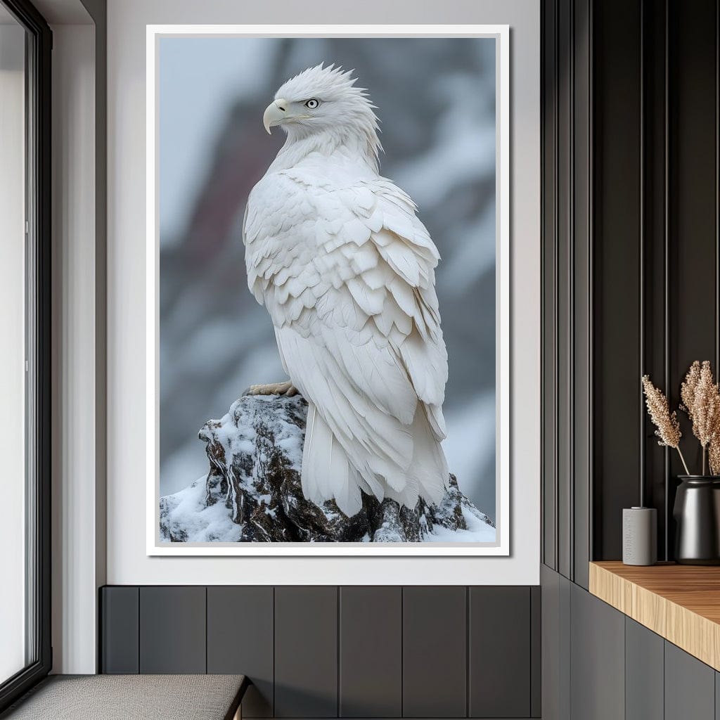 Majestic Winter Hawk Sentinel Canvas Wall Art