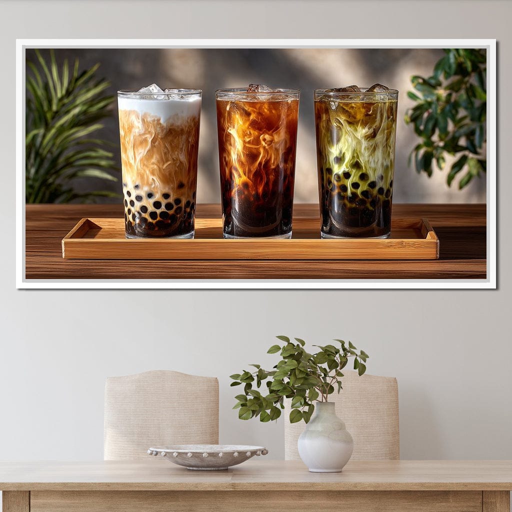Swirling Bubble Tea Trio Canvas Wall Art