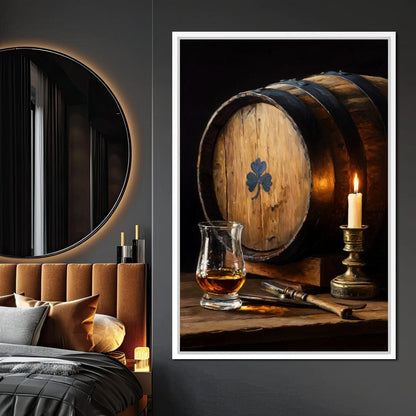 Candlelit Irish Whiskey Barrel Canvas Wall Art