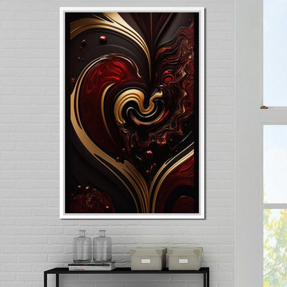 The Marble-Lux Collection: Dark Red & Vibrant Gold 05 Canvas Wall Art