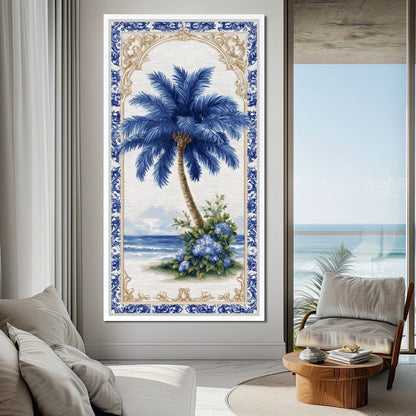 Coastal Blue Palm Reverie Canvas Wall Art