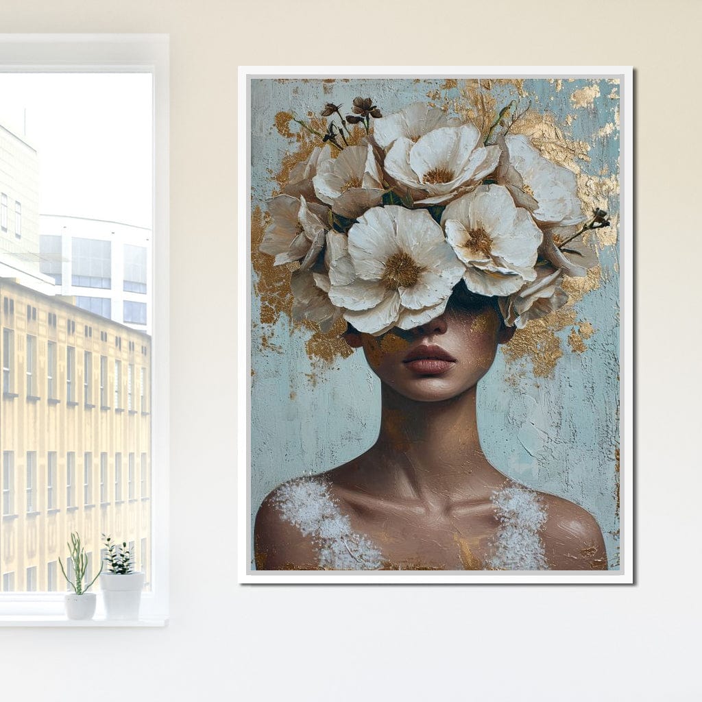 Golden Petal Silhouette Canvas Wall Art