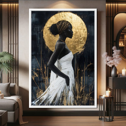 Golden Halo Grace Silhouette Canvas Wall Art