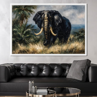Majestic Elephant Safari Gold Canvas Wall Art