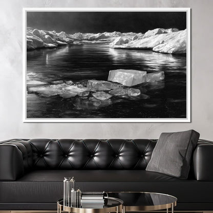 Midnight Drift Ice Fjord Canvas Wall Art