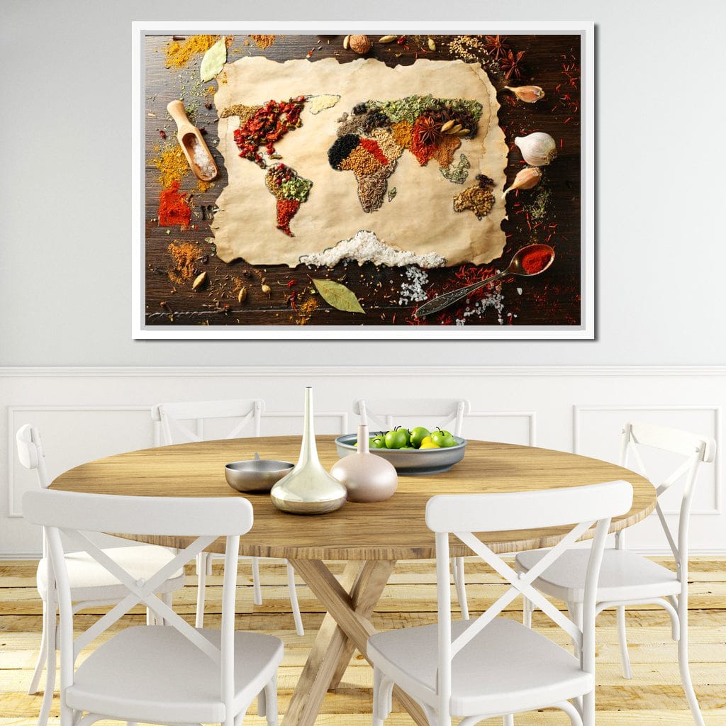 Spices Map of the World Canvas Wall Art