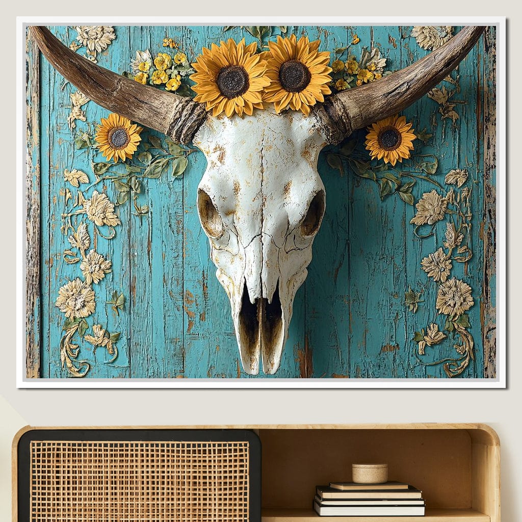 Bull Skull Rustic Vibes Canvas Wall Art