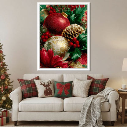 Festive Pine Holly Joyful Noel Canvas Wall Art