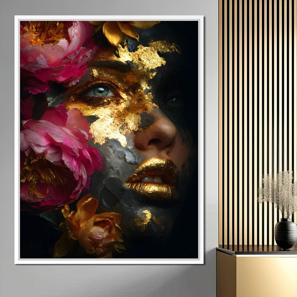 Golden Petal Portrait Radiance Canvas Wall Art