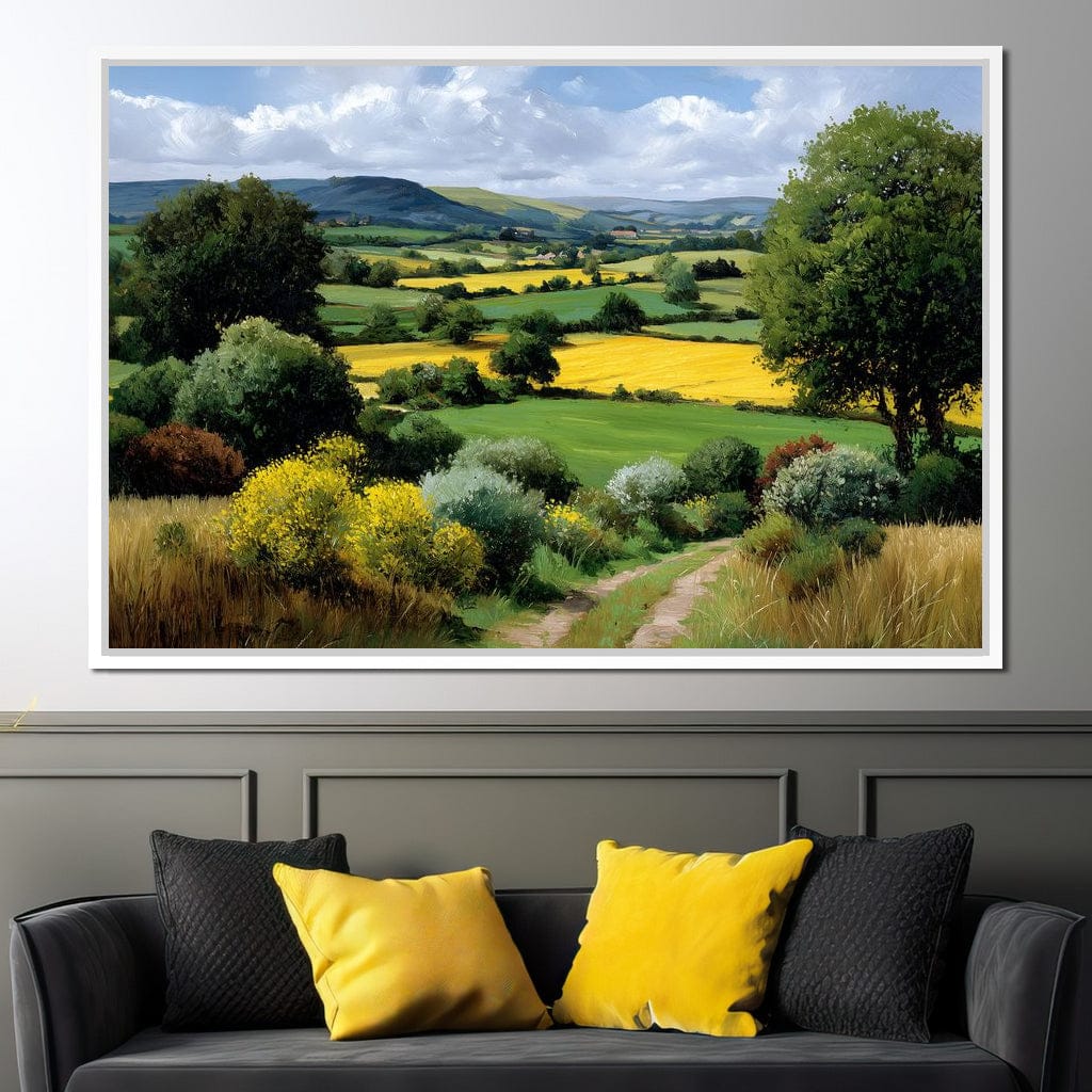 Golden Fields Country Path Canvas Wall Art