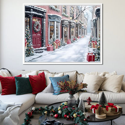 Snowy Carol Lane Holiday Cheer Canvas Wall Art