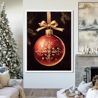 Classic Christmas Bauble Charm Canvas Wall Art