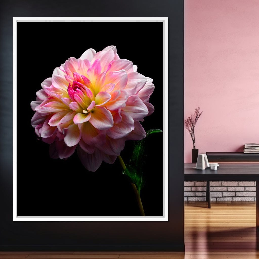 Radiant Dahlia Petals Macro Glow Canvas Wall Art
