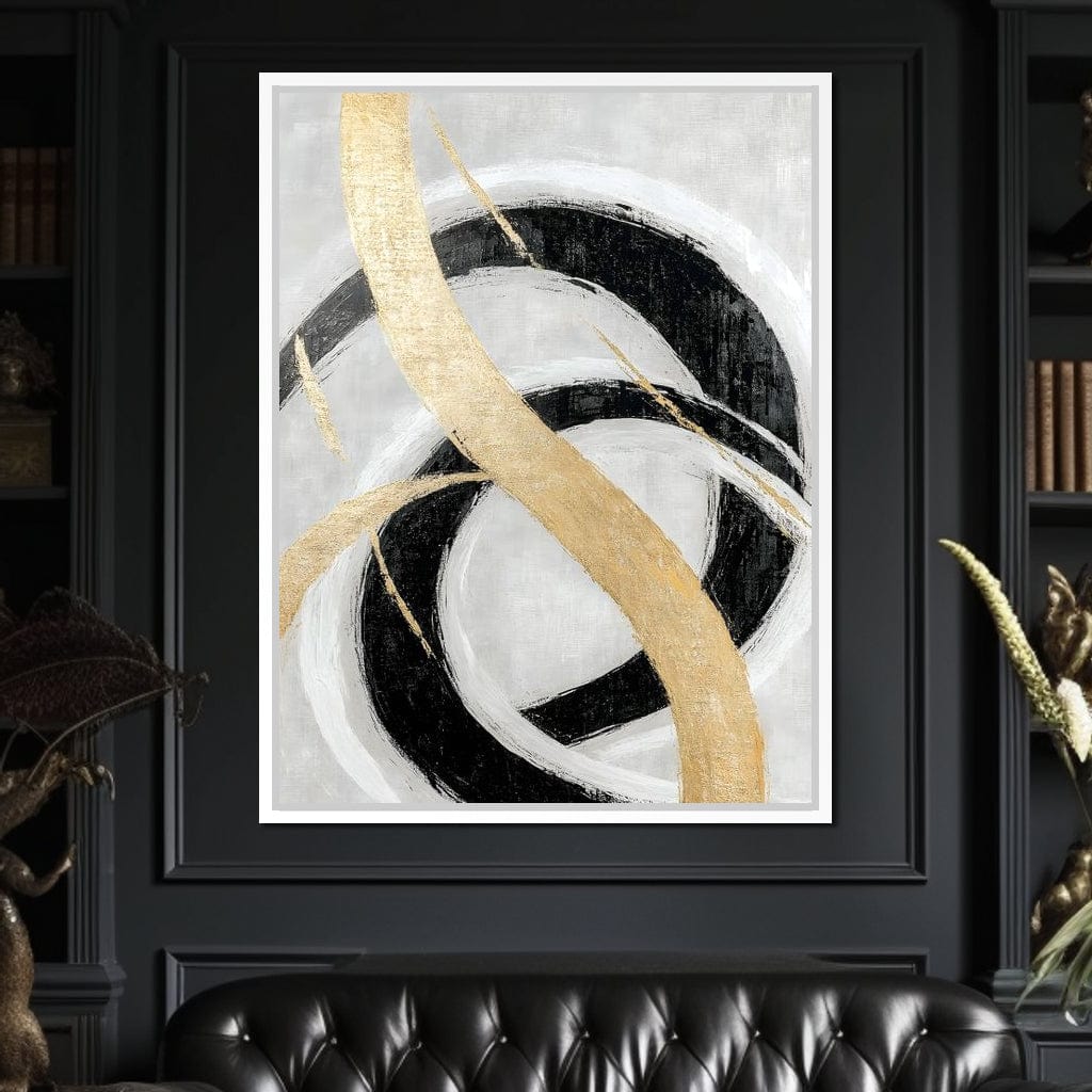 Golden Elegance Spirals Canvas Wall Art