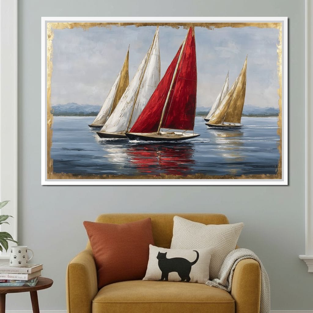Bold Regatta On Open Water Canvas Wall Art