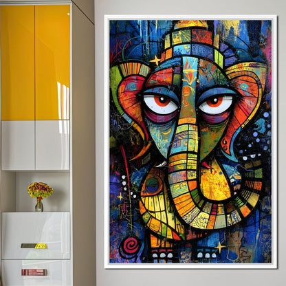 Prismatic Ganesha Portrait Canvas Wall Art