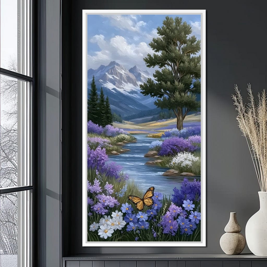 Mountain Meadow Butterfly Serenity Canvas Wall Art
