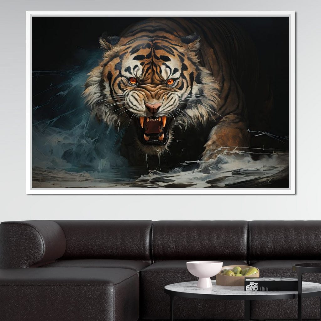 Angry Siberian Tiger Canvas Wall Art