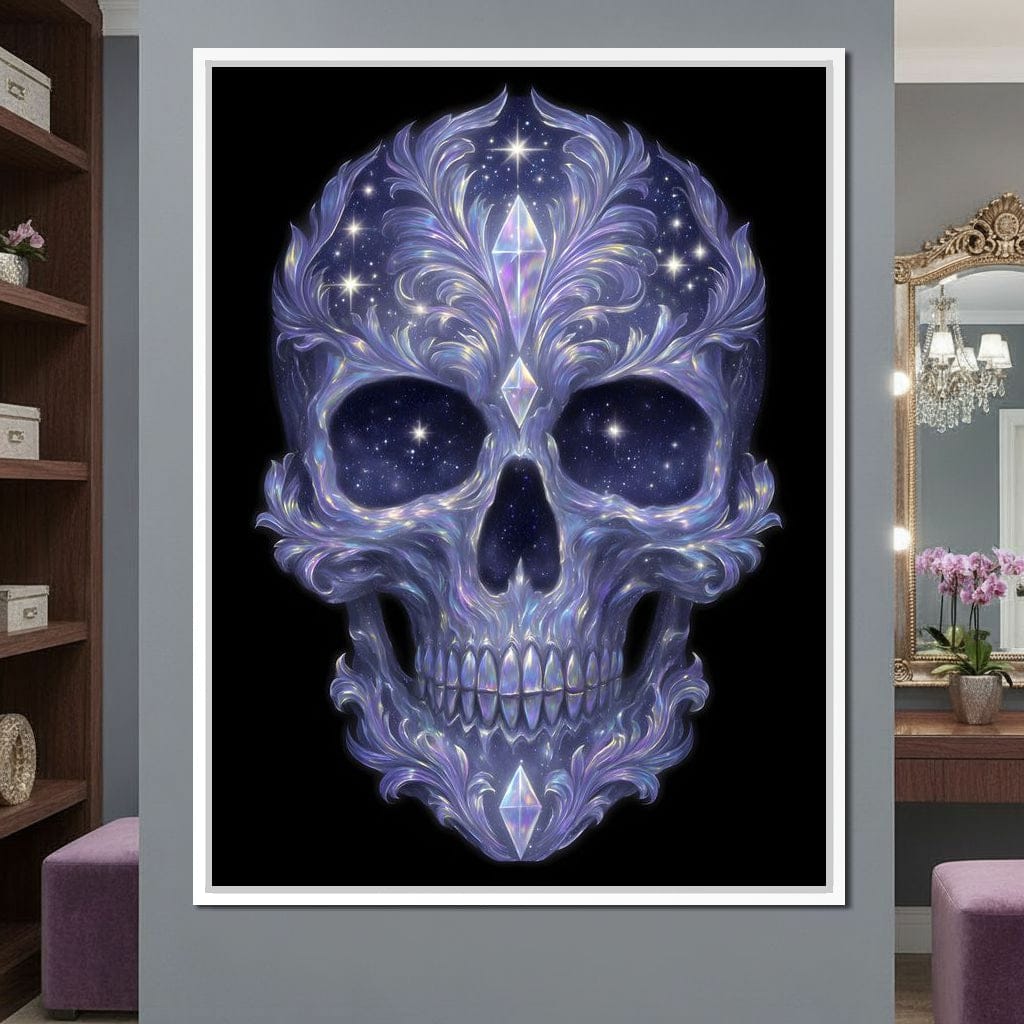 Galactic Crystal Skull Nebula Canvas Wall Art
