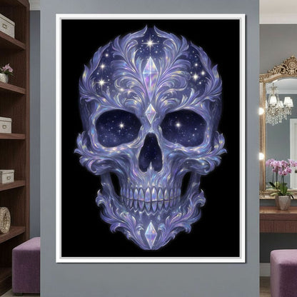 Galactic Crystal Skull Nebula Canvas Wall Art