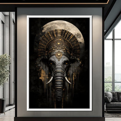 Golden Pharaoh Elephant King Canvas Wall Art