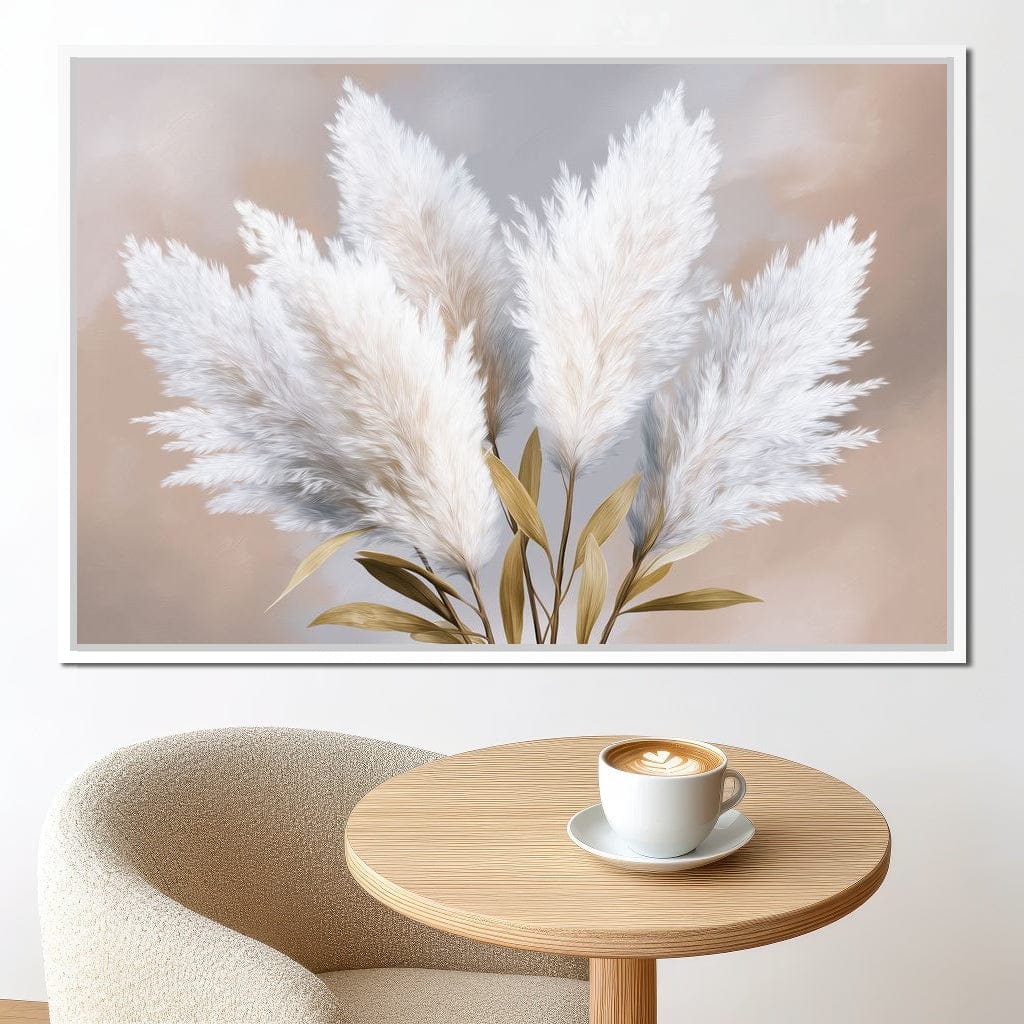 Soft Pampas Feathers Bouquet Canvas Wall Art