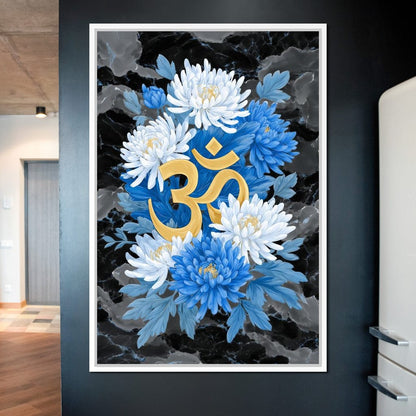 Om Lotus Bloom Floral Gold Canvas Wall Art