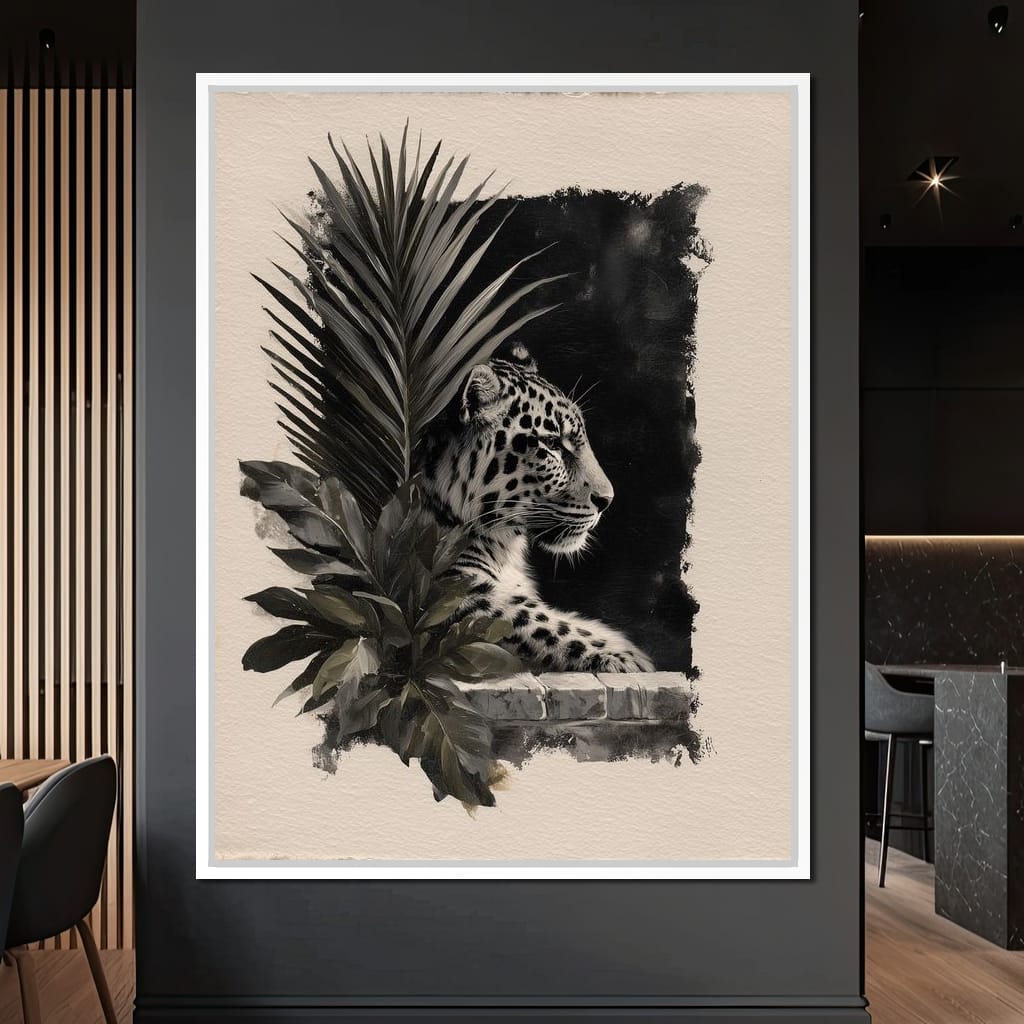 Feline Watch Over Stone Wall Canvas Wall Art