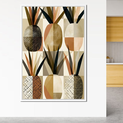Geometric Tropical Pineapples Study Canvas Wall Art