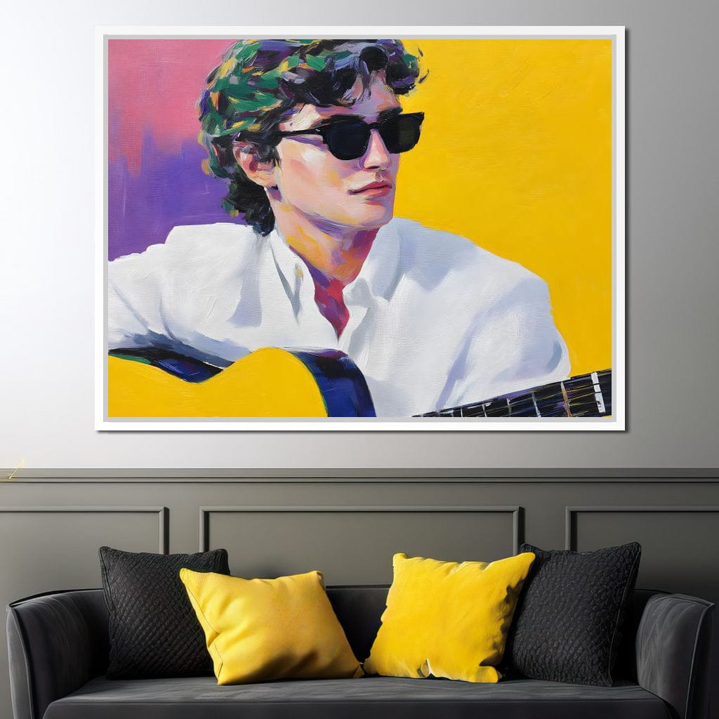 Vibrant Guitarist Sunlit Groove Canvas Wall Art