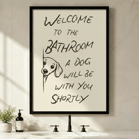 Welcome to the Bathroom Dog Funny Canvas Wall Art