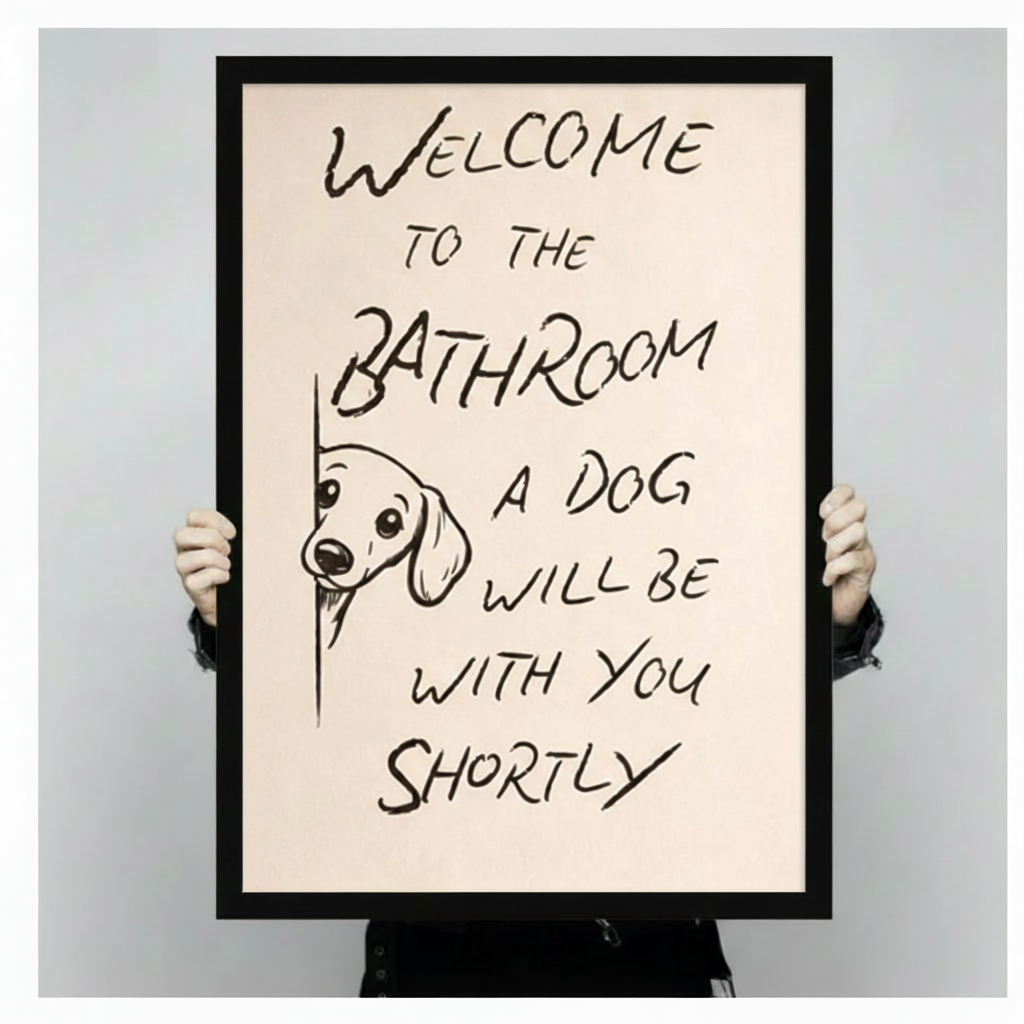 Welcome to the Bathroom Dog Funny Canvas Wall Art