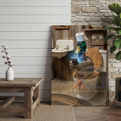 Duck Canvas Vintage Farmhouse Bathroom Smartphone Canvas Wall Art