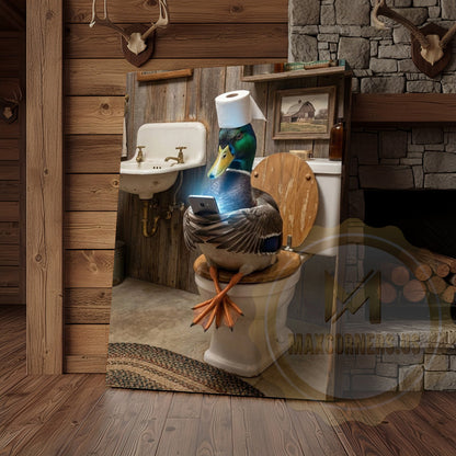 Duck Canvas Vintage Farmhouse Bathroom Smartphone Canvas Wall Art