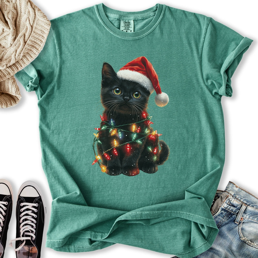 Christmas Cat Lights Relaxed Tee