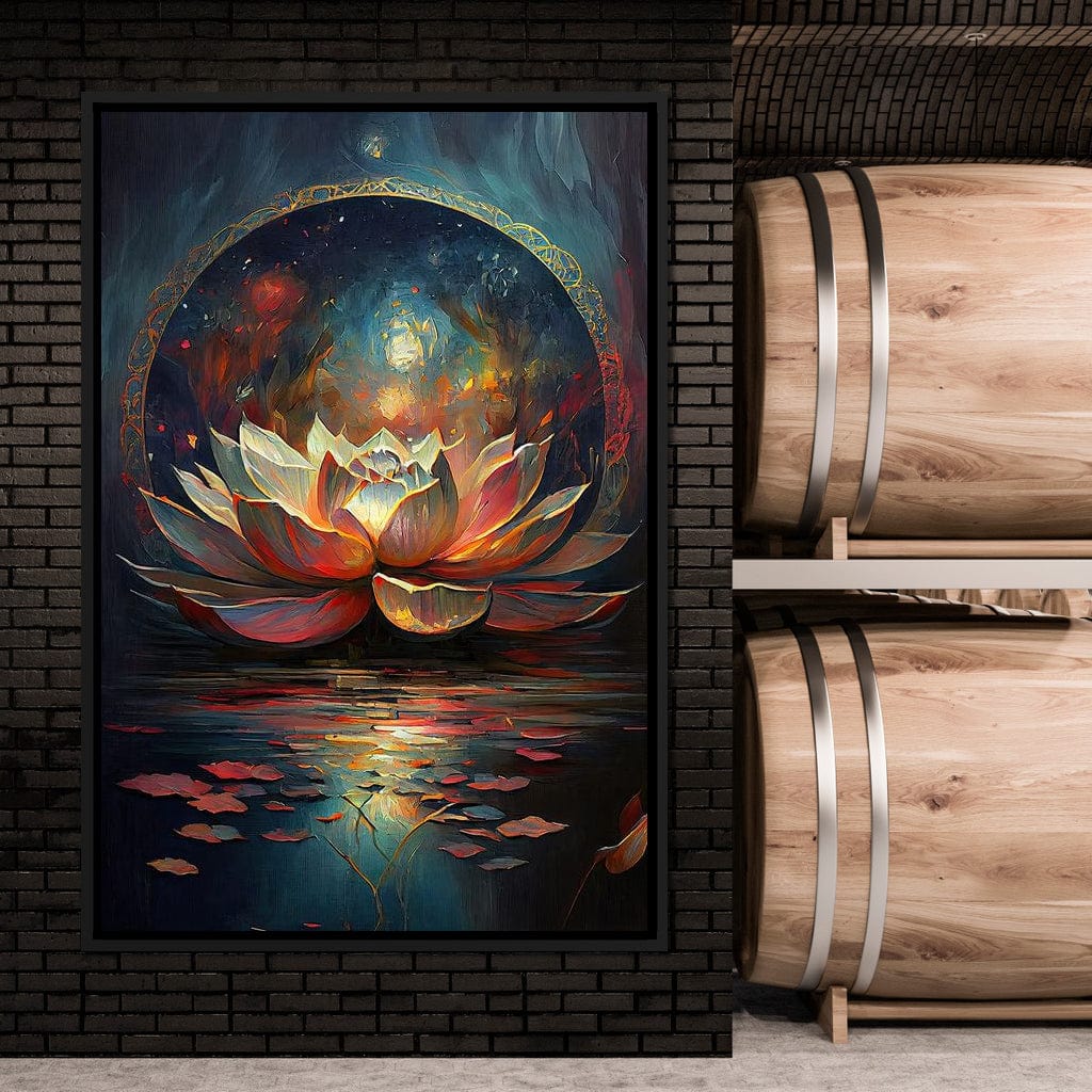 Midnight Lotus Flower Canvas Wall Art