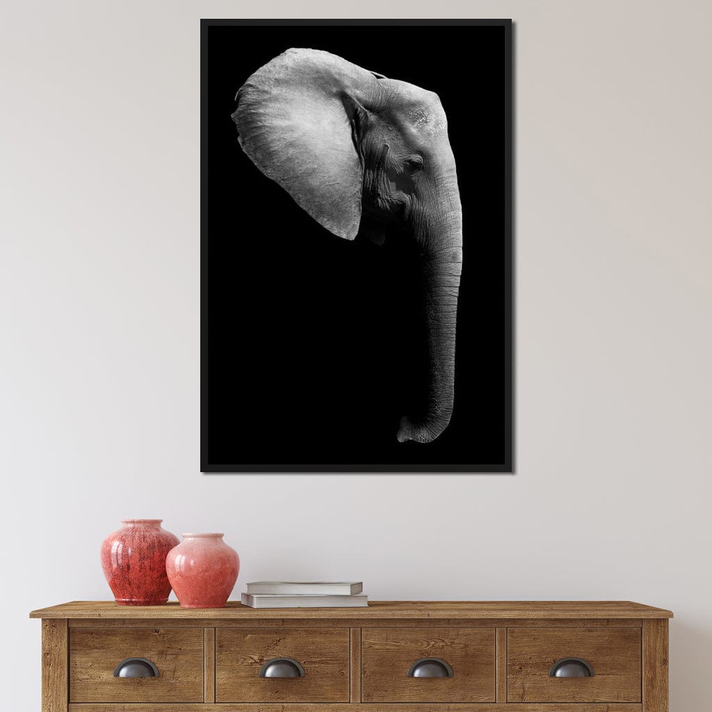 Black and White Elephant Head Canvas Wall Art