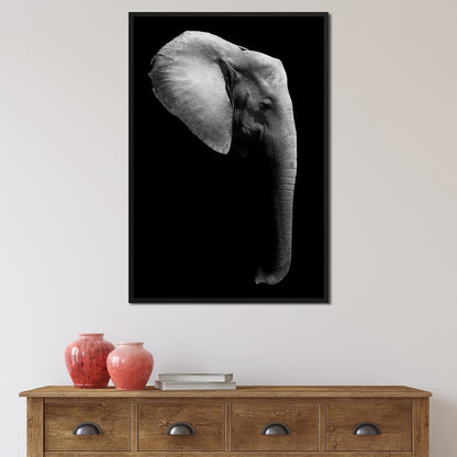 Black and White Elephant Head Canvas Wall Art
