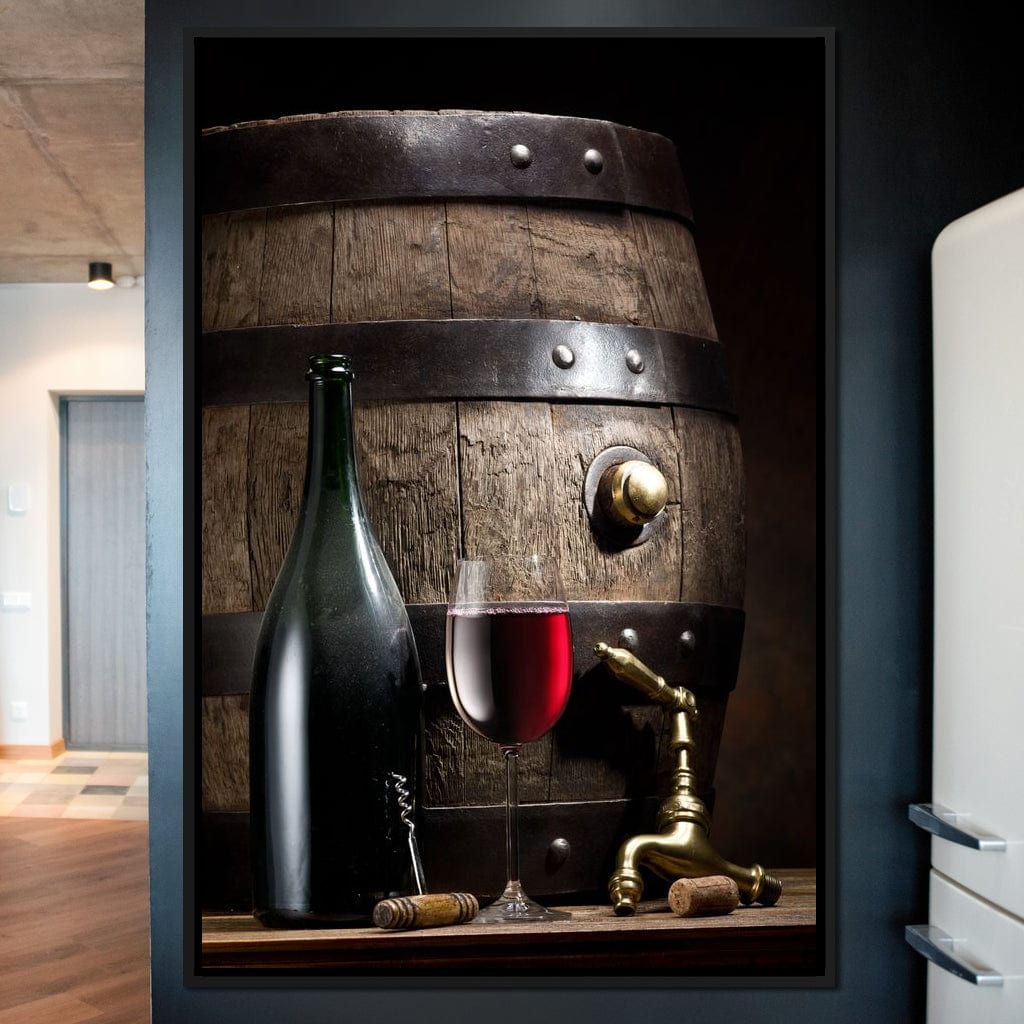 Wine Bottle and Barrel Canvas Wall Art